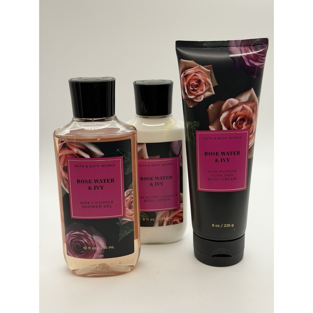 BRAND NEW Bath and Body Works Rose Water & Ivy Body Cream, Lotion & Shower Wash